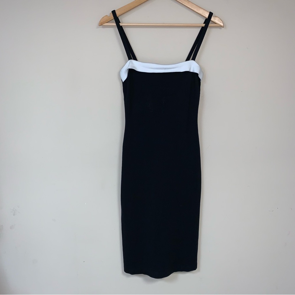 Vintage Dress Women’s Medium Mandee Black White Bodycon Sexy Form Fitting Party
